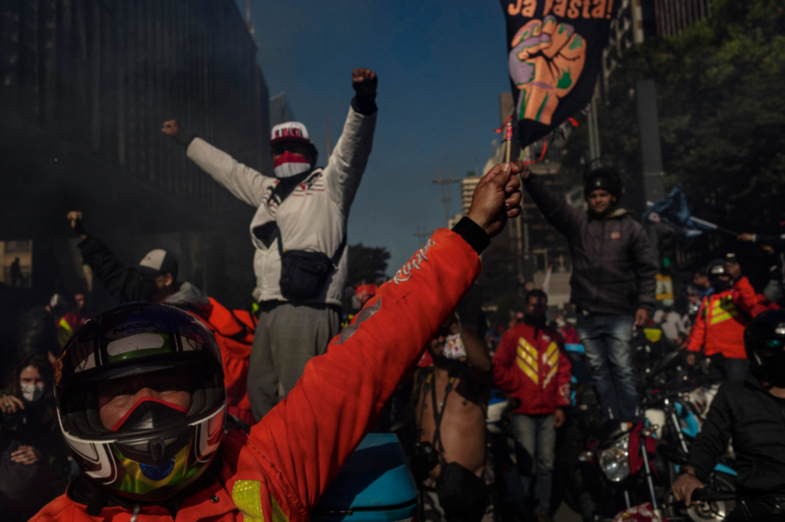 App-based delivery drivers strike in Brazil (Credit: Rafael Vilela, 2020)