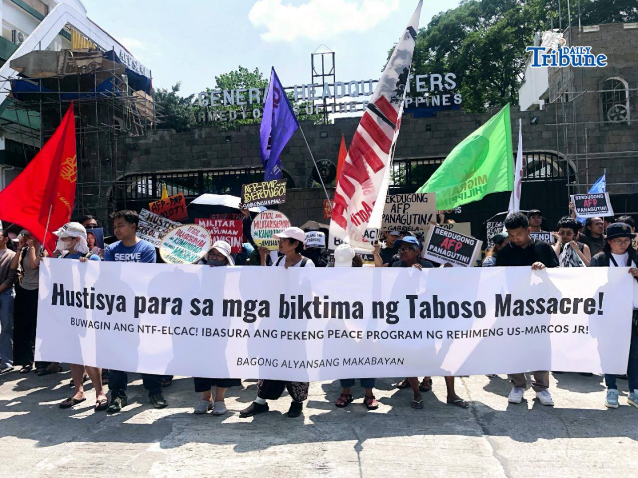Filipino progressive groups protest to demand justice for the Toboso 19.
